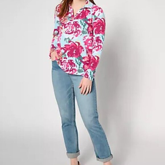 Susan Graver Weekend Split Neck Brushed Fleece Pullover with Collar size 2X - Picture 2 of 12